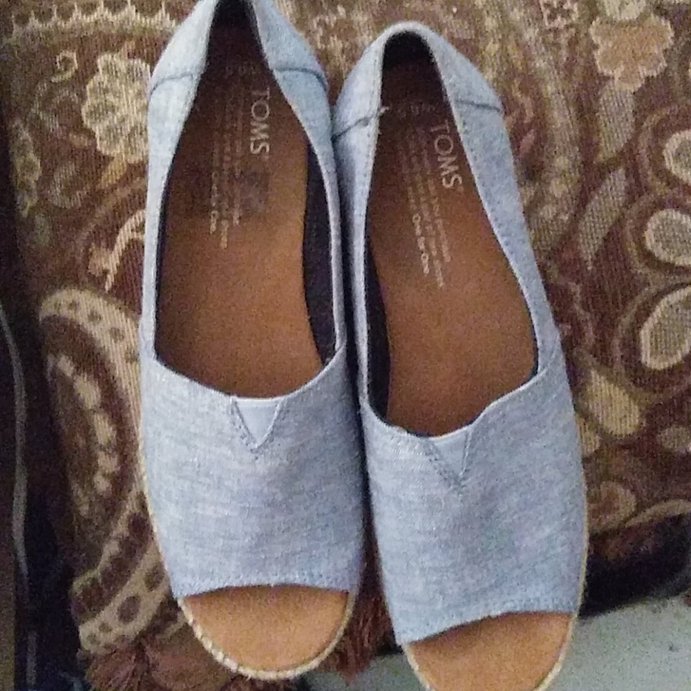 Toms Open Toe Espadrille Platform Shoes  Size 6.5
